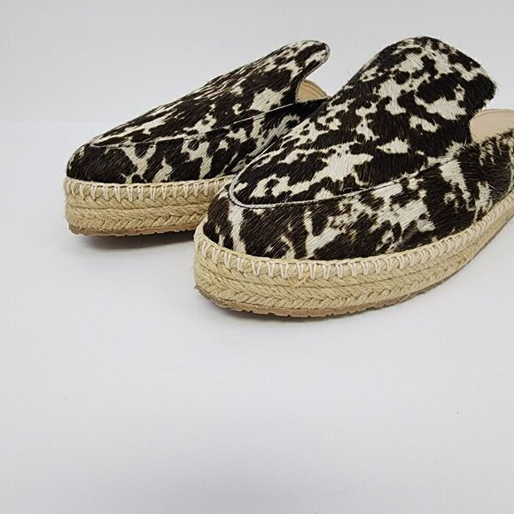 Kaanas Brown Cow Print espadrilles Slip-On Mules 38.5 Hair - Picture 4 of 7